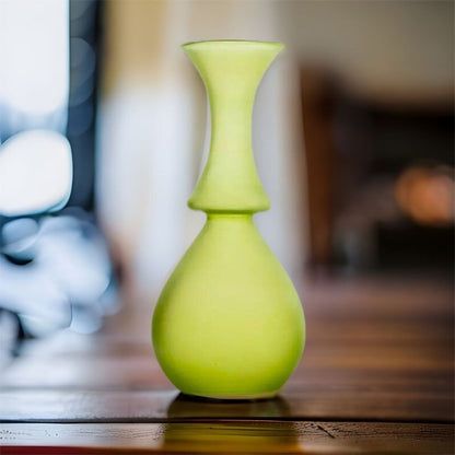 Green Frosted Glass Mini Vase - Les Trois Pyramides