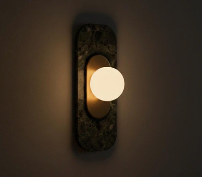 Green Marble Wall Sconce Brass Wall Light - Handmade Glass Wall Lamp, Bedside Wall Lighting, Bathroom Vanity Sconce