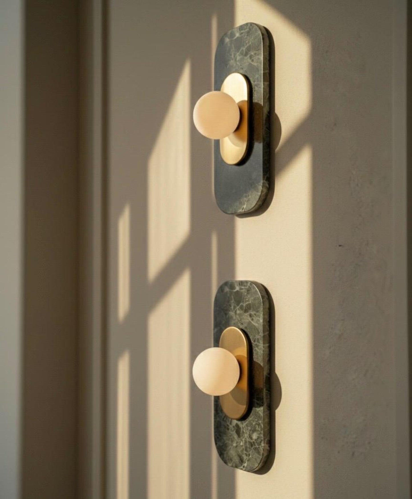 Green Marble Wall Sconce Brass Wall Light - Handmade Glass Wall Lamp, Bedside Wall Lighting, Bathroom Vanity Sconce