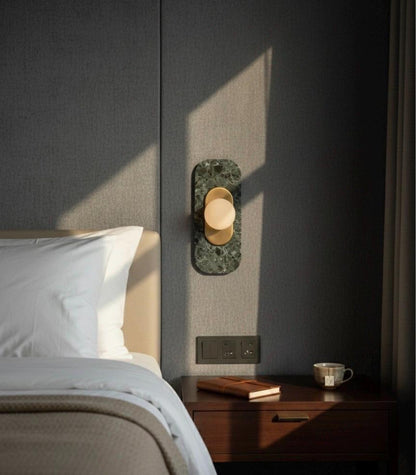 Green Marble Wall Sconce Brass Wall Light - Handmade Glass Wall Lamp, Bedside Wall Lighting, Bathroom Vanity Sconce