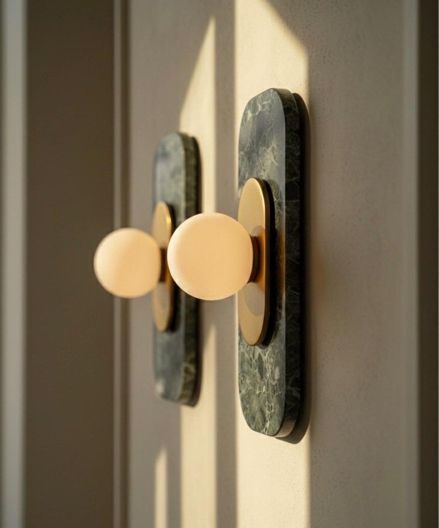 Green Marble Wall Sconce Brass Wall Light - Handmade Glass Wall Lamp, Bedside Wall Lighting, Bathroom Vanity Sconce