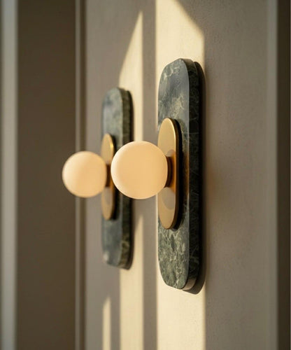 Green Marble Wall Sconce Brass Wall Light - Handmade Glass Wall Lamp, Bedside Wall Lighting, Bathroom Vanity Sconce