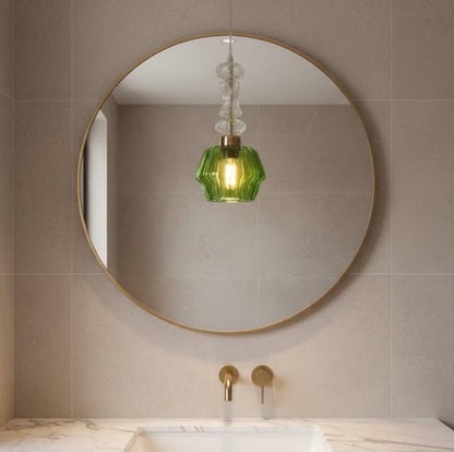 Green and Crystal Hanging Lamp for bathroom - Les Trois Pyramides