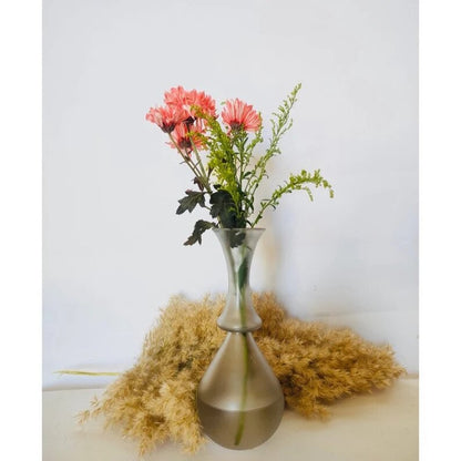 Grey Frosted Glass Vase –  Handcrafted Decorative Piece for Floral Arrangements | Les Trois Pyramides