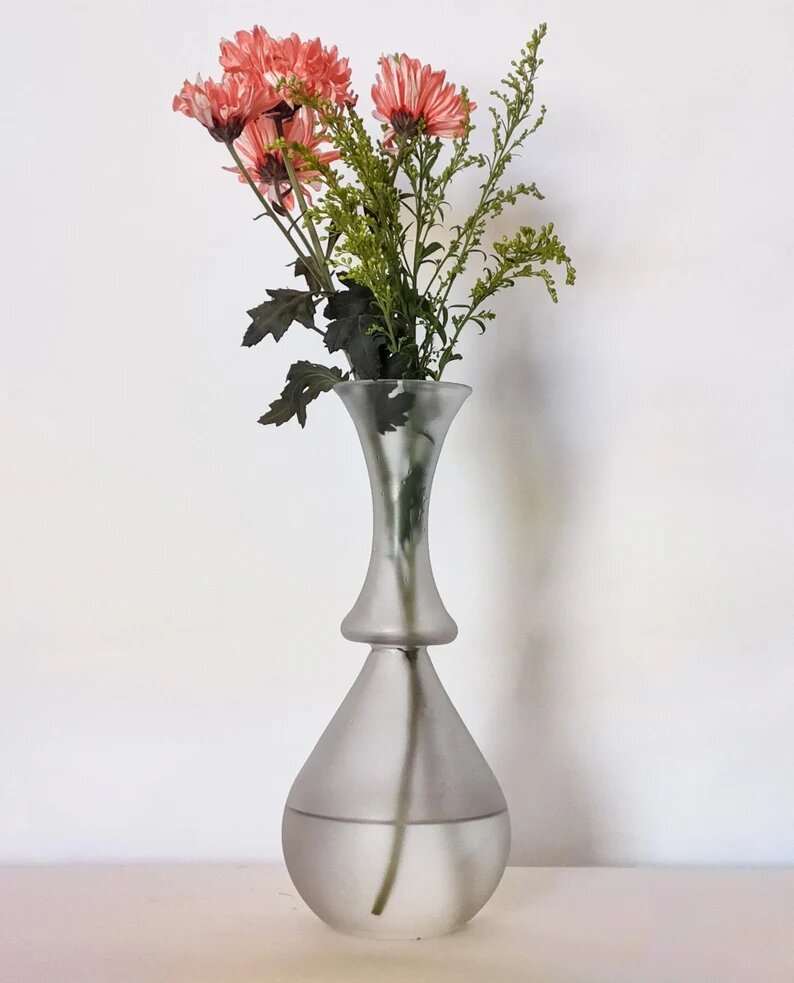 Grey Frosted Glass Vase –  Handcrafted Decorative Piece for Floral Arrangements | Les Trois Pyramides