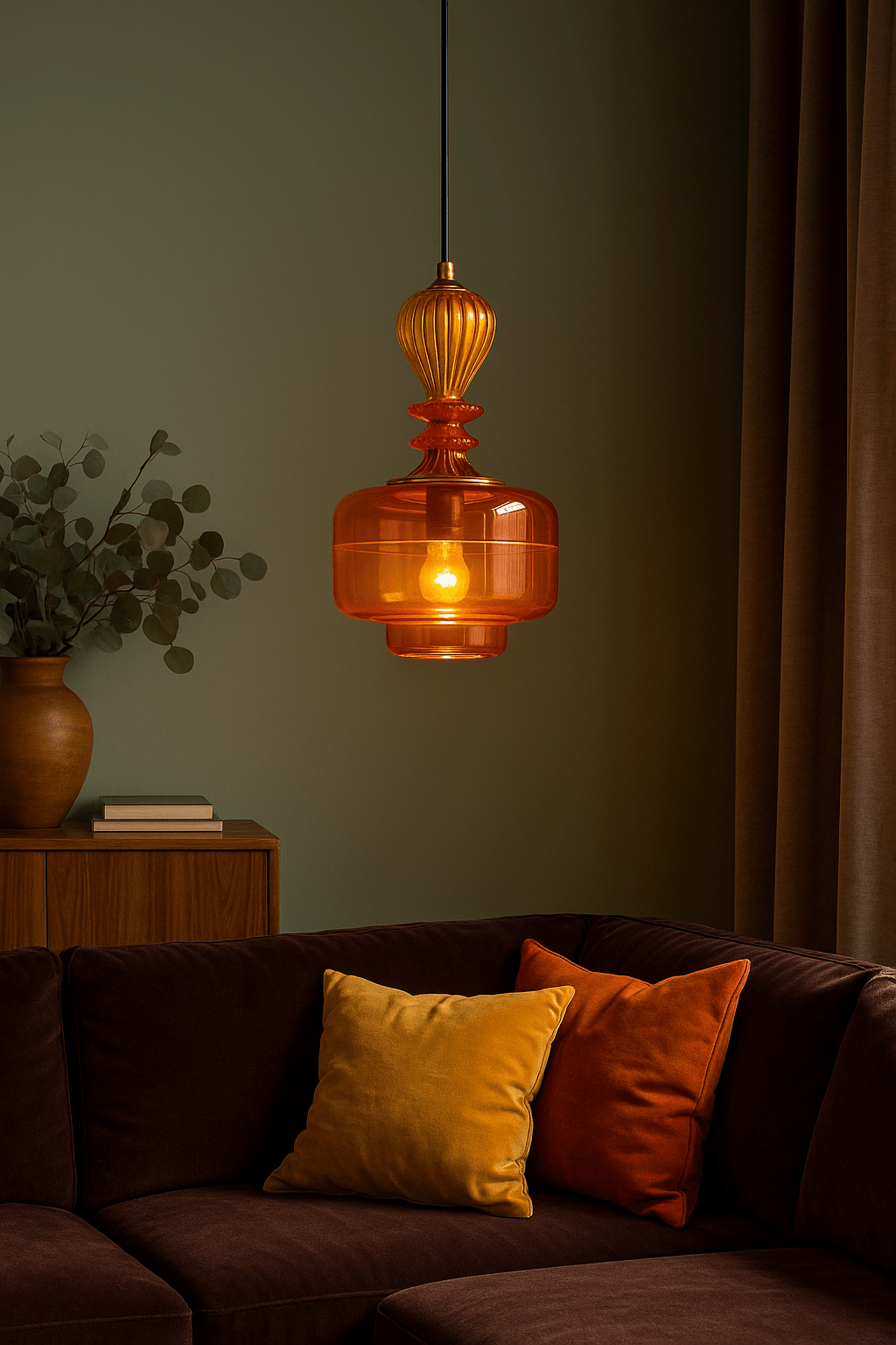 Blown Glass Light Fixture  - Les Trois Pyramides