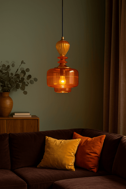Blown Glass Light Fixture  - Les Trois Pyramides