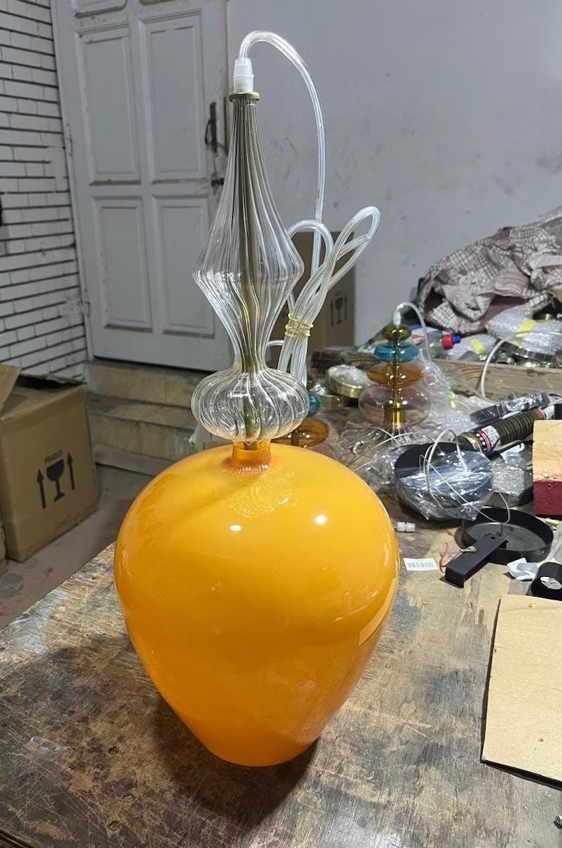 Hand-Blown Amber Opal Glass Pendant Light