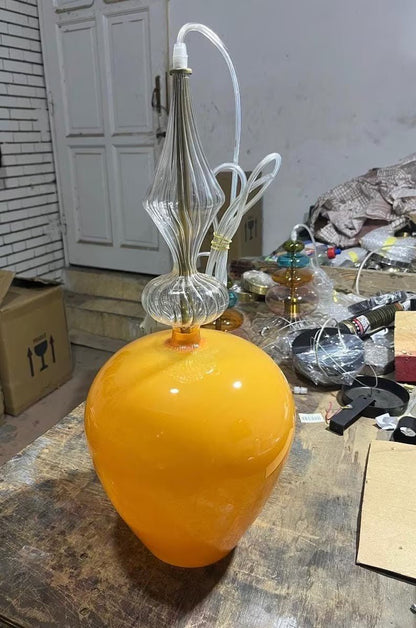 Hand-Blown Amber Opal Glass Pendant Light