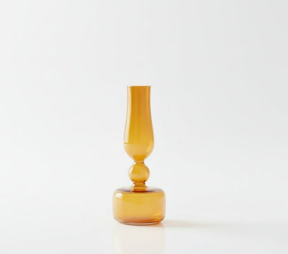 Hand-Blown Amber Yellow Glass Vase – Modern tall neck Design, Available in Clear or Frosted Finish