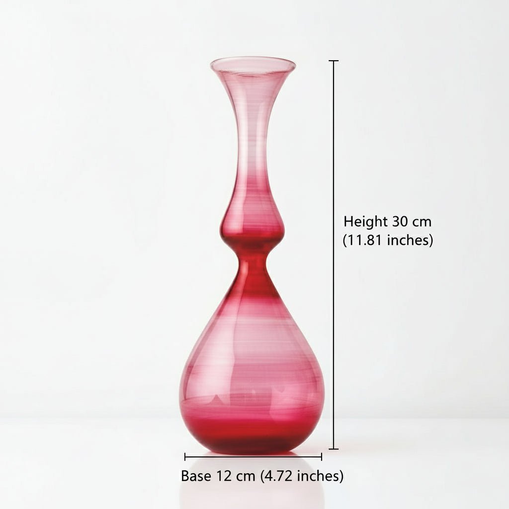 Hand-Blown Art Glass Vases – Red Magenta & Yellow Modern Sculptural Set