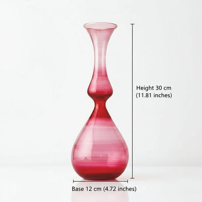 Hand-Blown Art Glass Vases – Red Magenta & Yellow Modern Sculptural Set