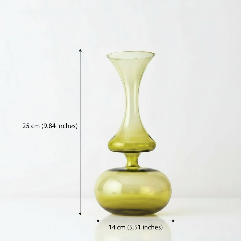 Hand-Blown Art Glass Vases – Red Magenta & Yellow Modern Sculptural Set