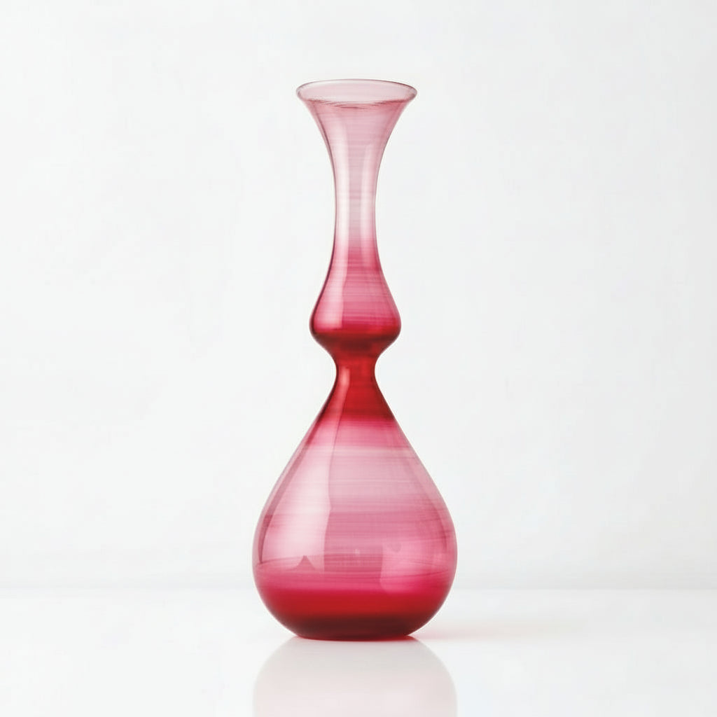 Hand-Blown Art Glass Vases – Red Magenta & Yellow Modern Sculptural Set