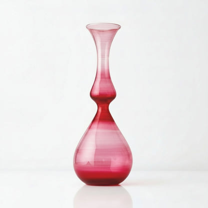 Hand-Blown Art Glass Vases – Red Magenta & Yellow Modern Sculptural Set