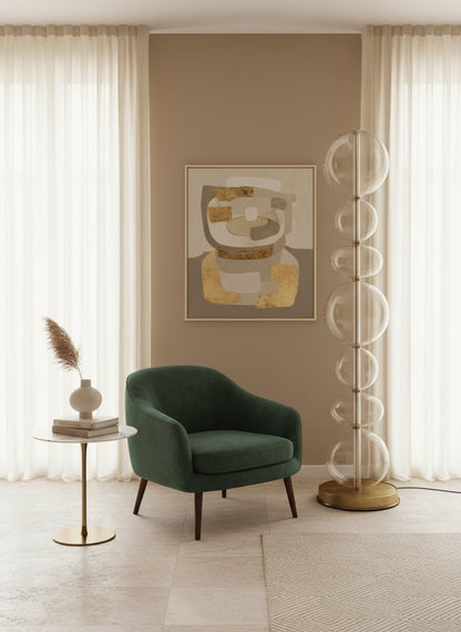 Hand-Blown Clear Glass Floor Lamp with Marble Base and Vertical LED