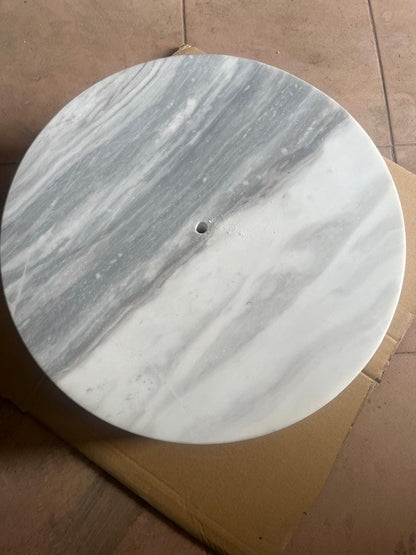 Hand-Blown Clear Glass Floor Lamp with Marble Base and Vertical LED