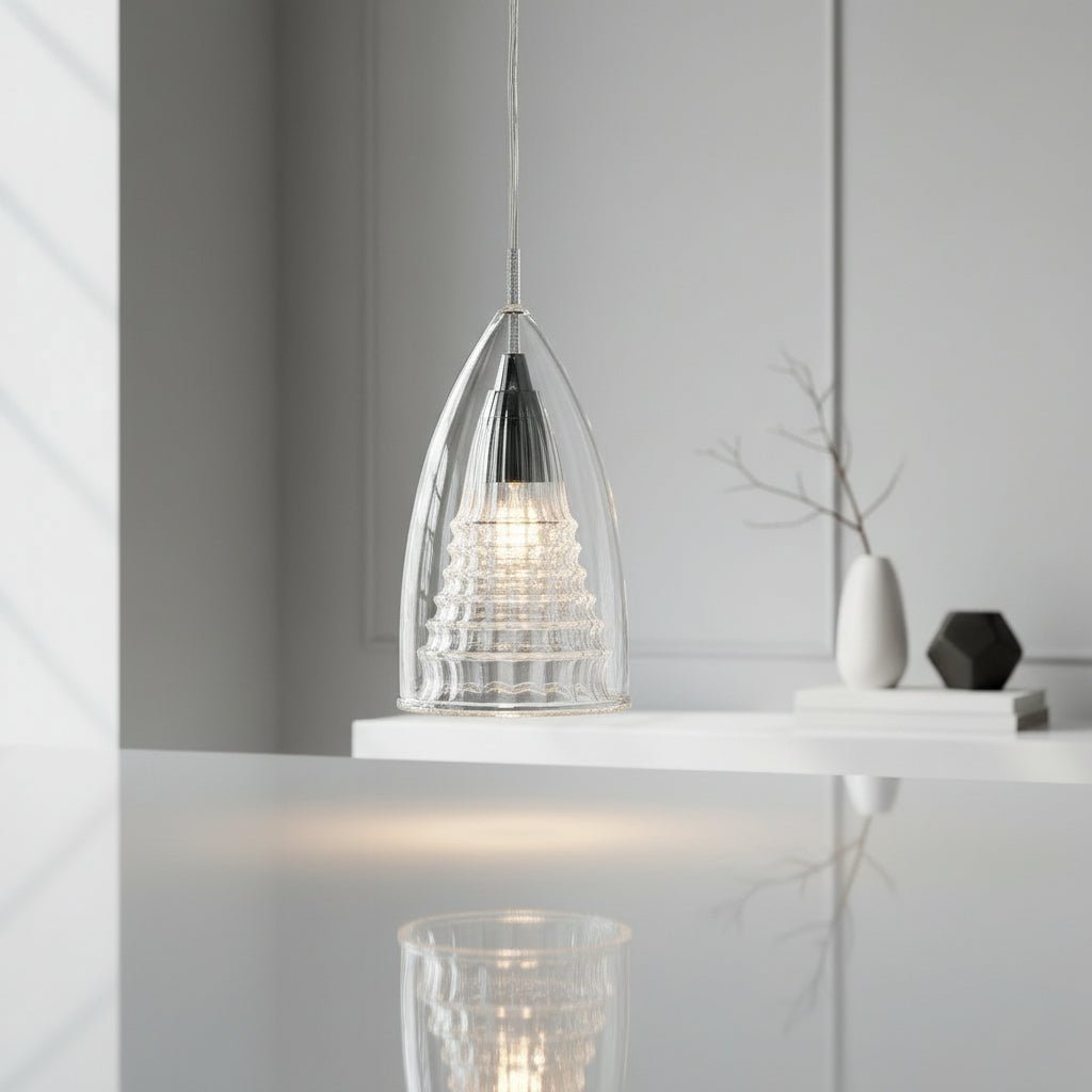 Hand-Blown Clear Teardrop Glass Pendant Light - Modern Lighting