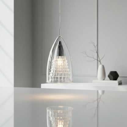Hand-Blown Clear Teardrop Glass Pendant Light - Modern Lighting