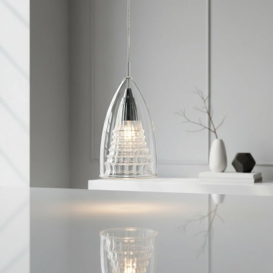 Hand-Blown Clear Teardrop Glass Pendant Light - Modern Lighting