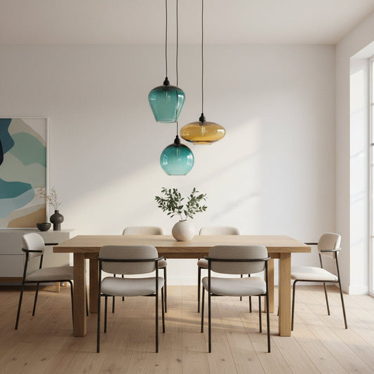 Hand-blown Colorful Glass Pendant Lights - Set of Multicolored Hanging Lamps for Modern Home Decor