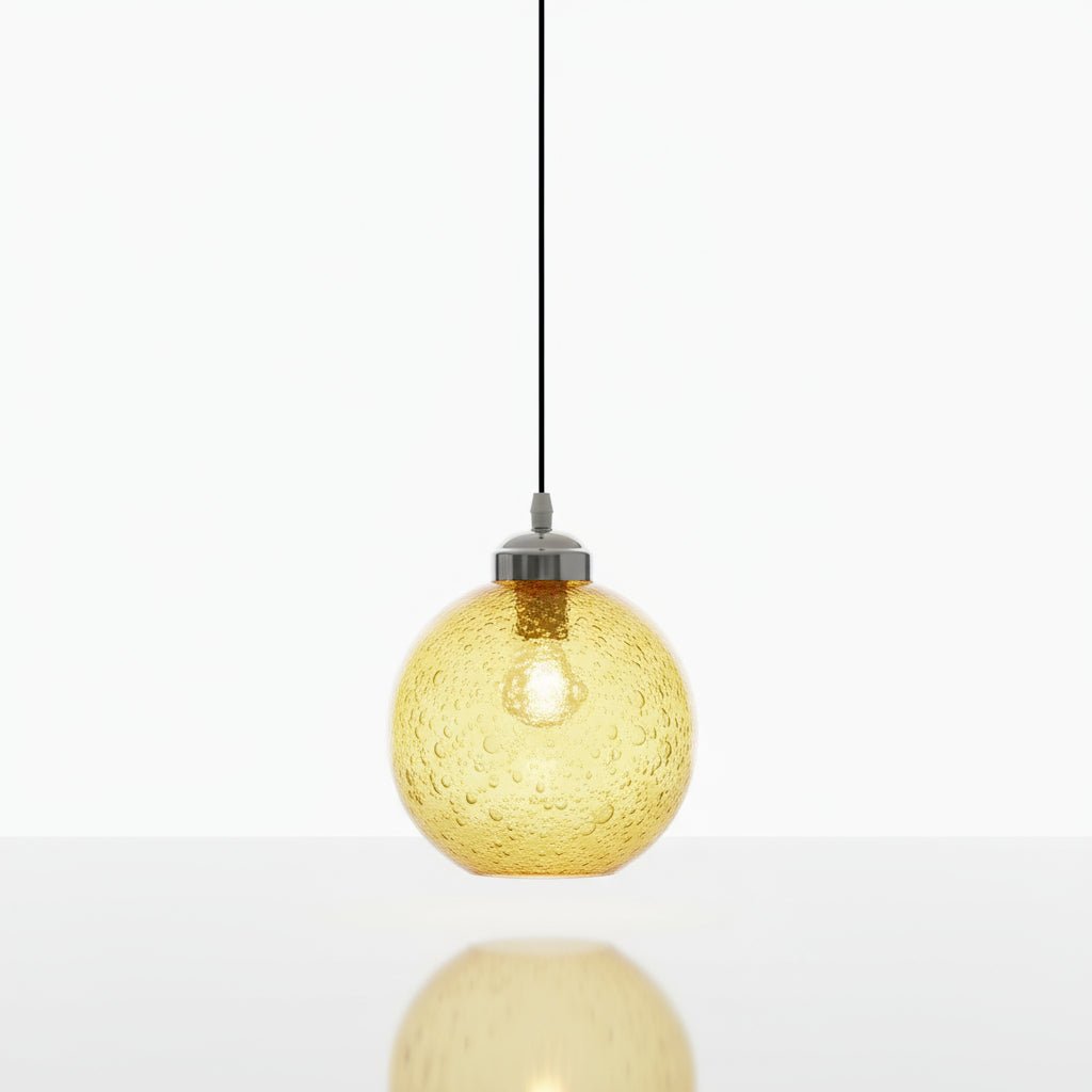 Hand-Blown Frosted Yellow Glass Pendant Light – Modern Ceiling Fixture