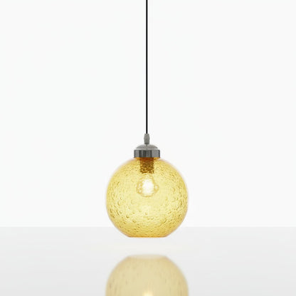 Hand-Blown Frosted Yellow Glass Pendant Light – Modern Ceiling Fixture