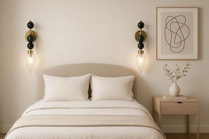 Neatly made bed with white bedding in a bedroom setting.