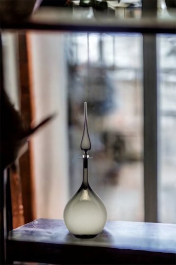 Hand-Blown Glass Decorative Bottle – Sleek Smoky Glass Design |  Les Trois Pyramides