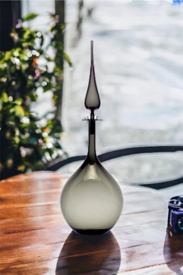 Hand-Blown Glass Decorative Bottle – Sleek Smoky Glass Design |  Les Trois Pyramides