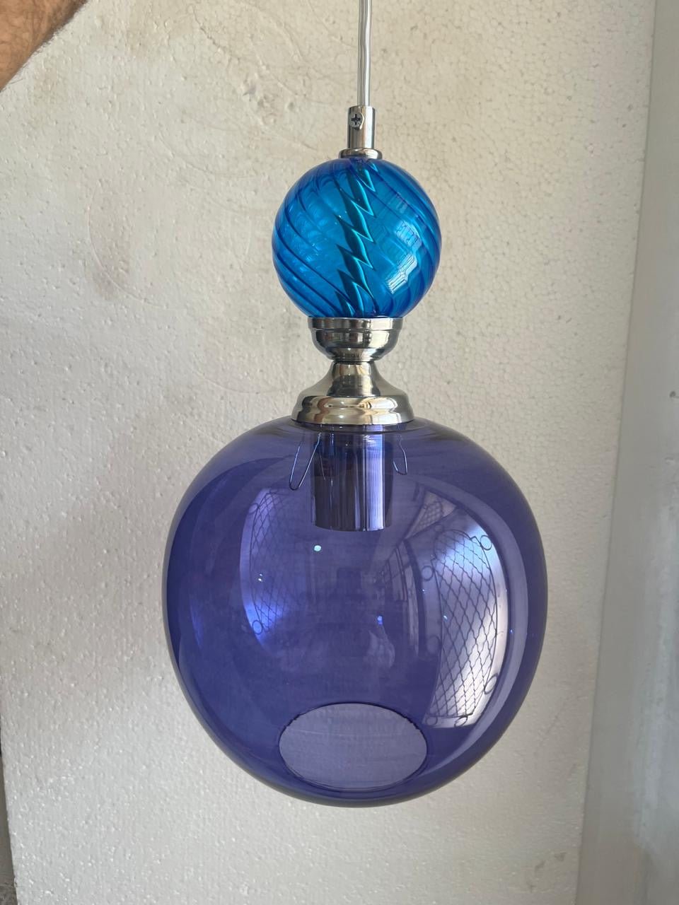 Hand Blown Glass Pendant Light – Modern Artisan Hanging Glass Lamp for Kitchen Island