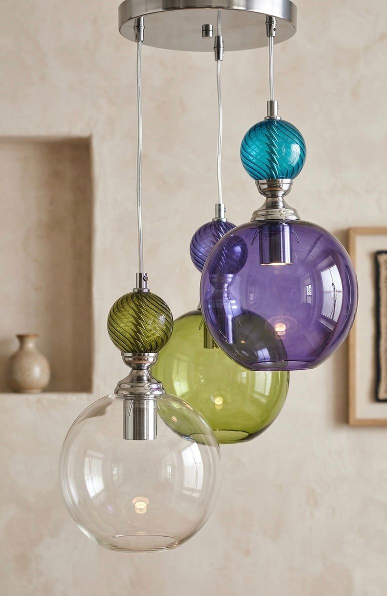 set of three multicolored light pendants - Les Trois Pyramides