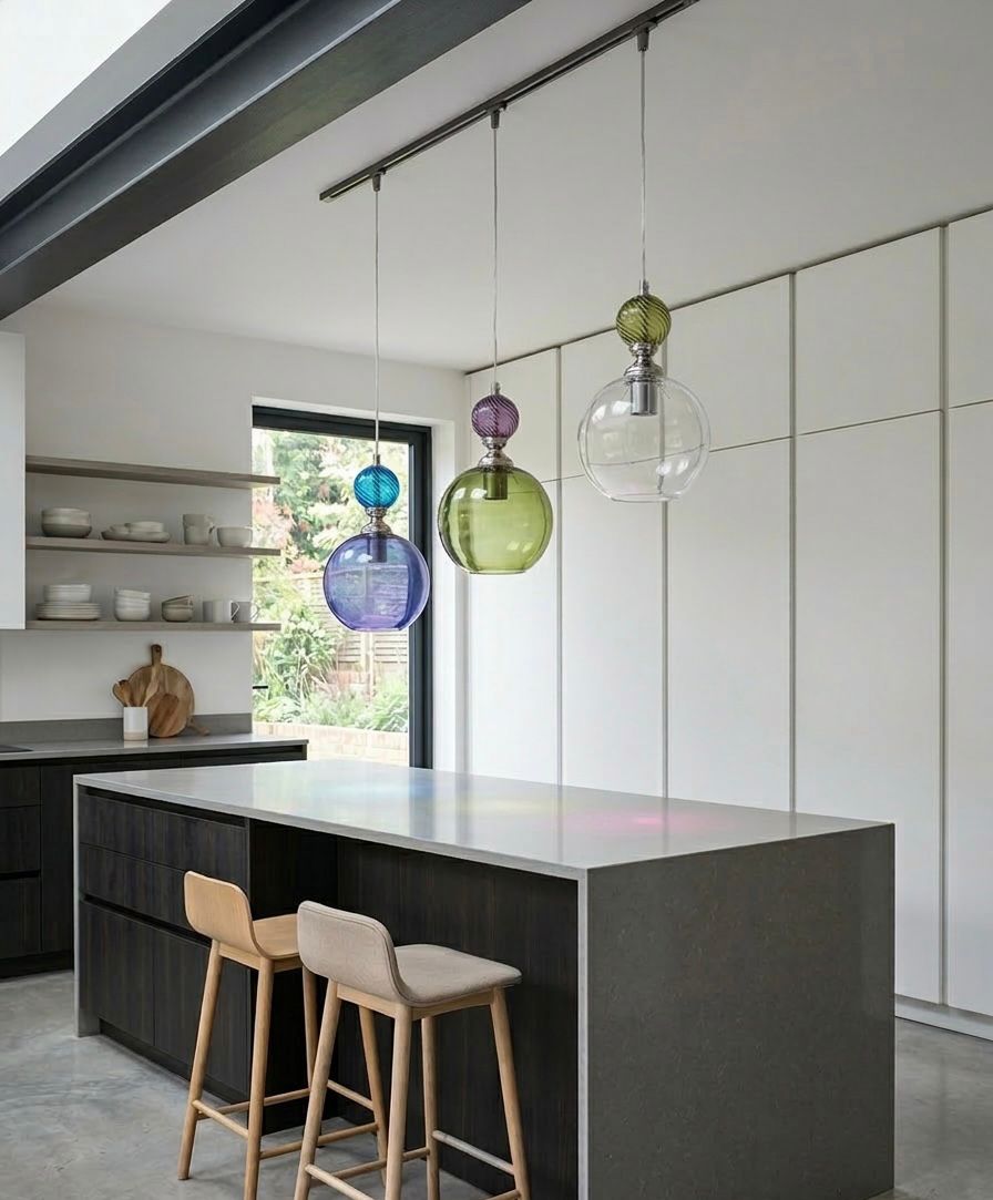 set of three multicolored light pendants - Les Trois Pyramides