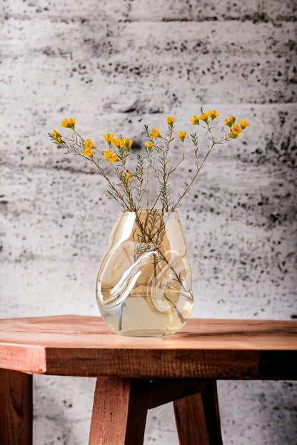 Hand-Blown Gold Glass Vase – Elegant Modern Art Piece for Home Décor | Les Trois Pyramides