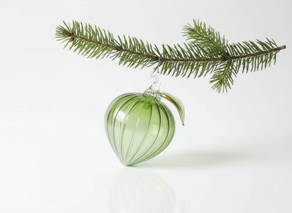 Hand-Blown Green Glass Ornament – Nature-Inspired Holiday Decoration