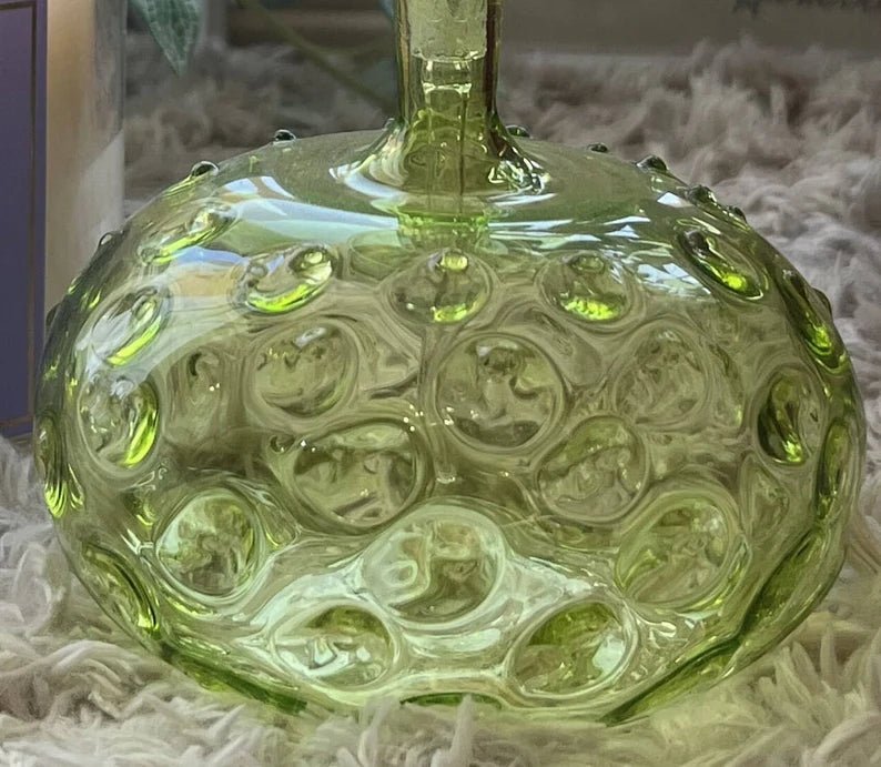 Hand-Blown Green Glass Perfume Bottle with Bird Accent | Les Trois Pyramides