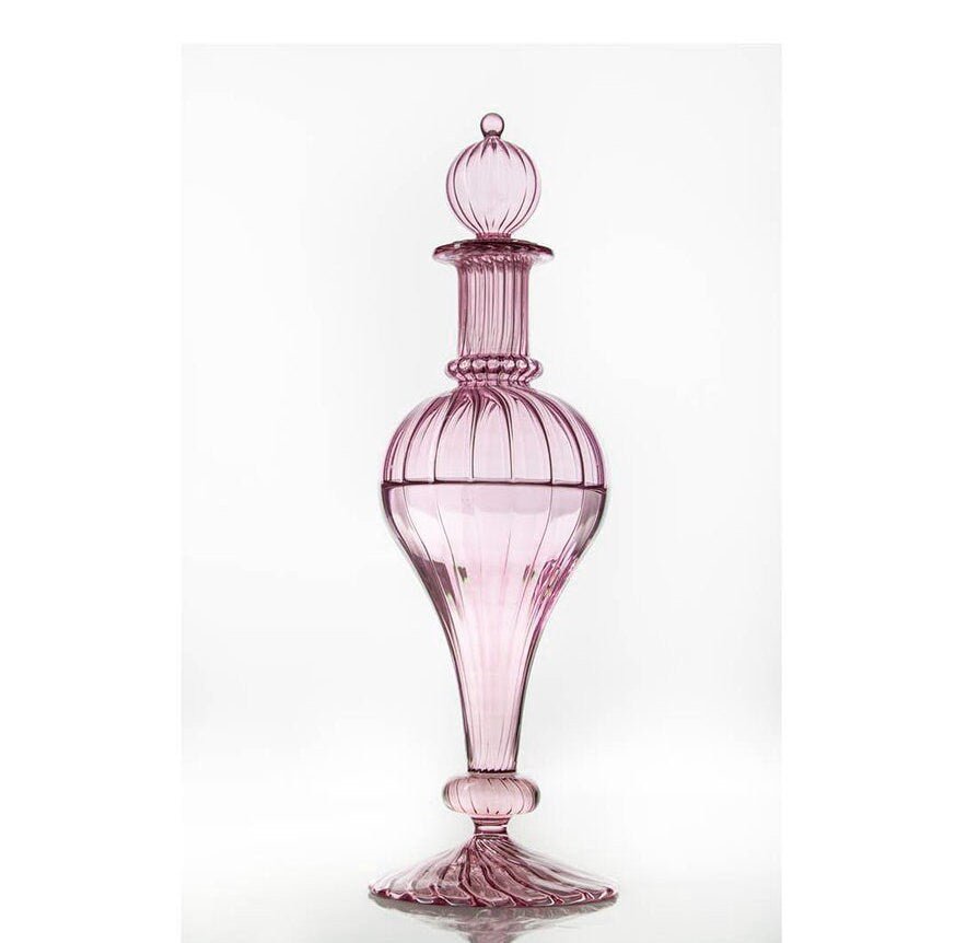 Pink Hand-Blown Glass Decanter | Les Trois Pyramides