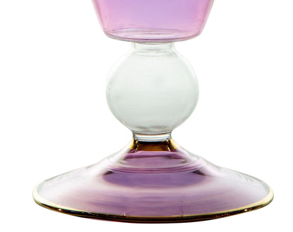 close up for Hand-Blown Lavender Glass Lidded Jar with Etched Design | Les Trois Pyramides