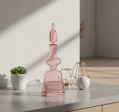 Hand-Blown Light Blue Glass Decanter – Classic Design with Stopper