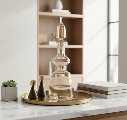 Hand-Blown Light Blue Glass Decanter – Classic Design with Stopper