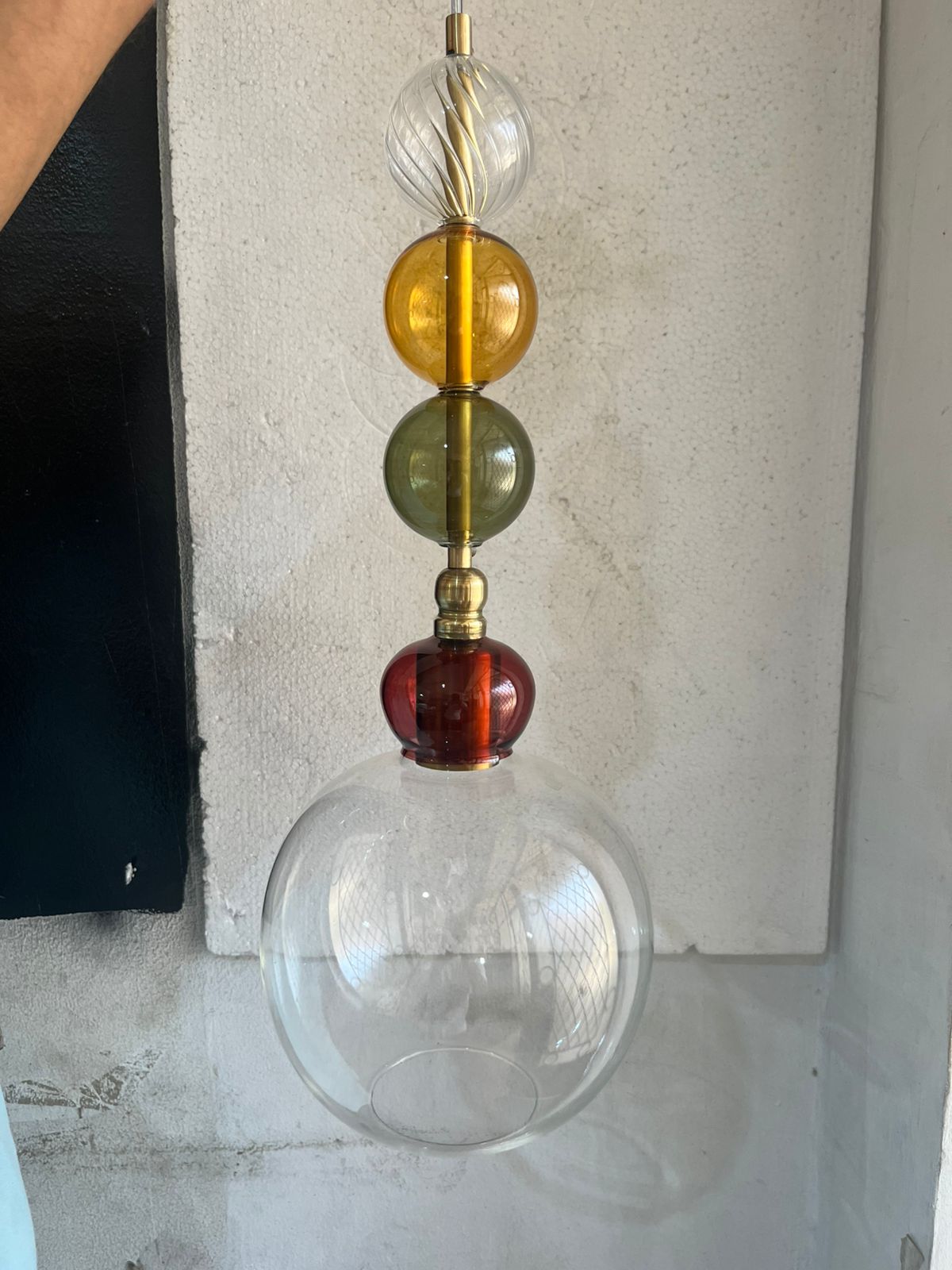 Handcrafted Multicolor Glass Pendant Light with Decorative Globe Design | Les Trois Pyramides.