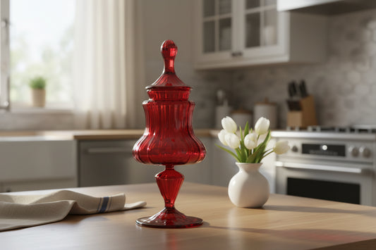 Hand-Blown Red Glass Candy Dish - Customizable | Les Trois Pyramide