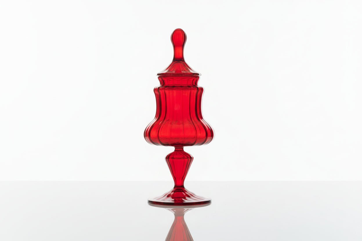 Hand-Blown Red Glass Candy Dish - Customizable
