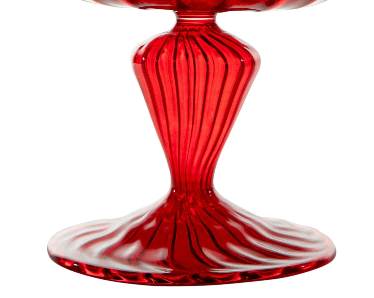 close up on Hand-Blown Red Glass Candy Dish - Customizable | Les Trois Pyramide