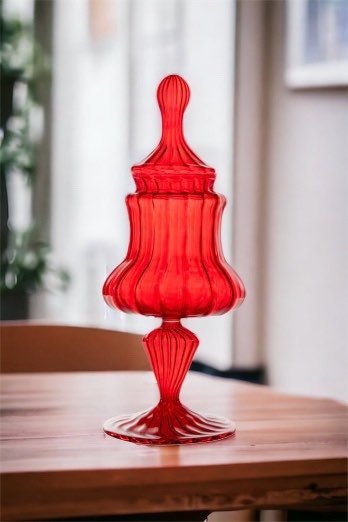 Hand-Blown Red Glass Candy Dish - Customizable | Les Trois Pyramide