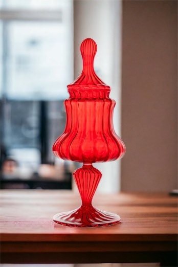 Hand-Blown Red Glass Candy Dish - Customizable | Les Trois Pyramide