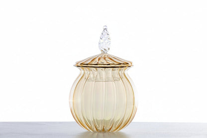 Hand Blown Red Glass Storage Jar with Lid