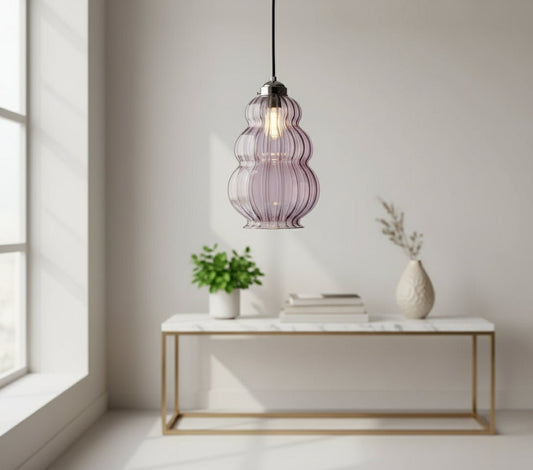 Purple glass pendant light | Les Trois Pyramides