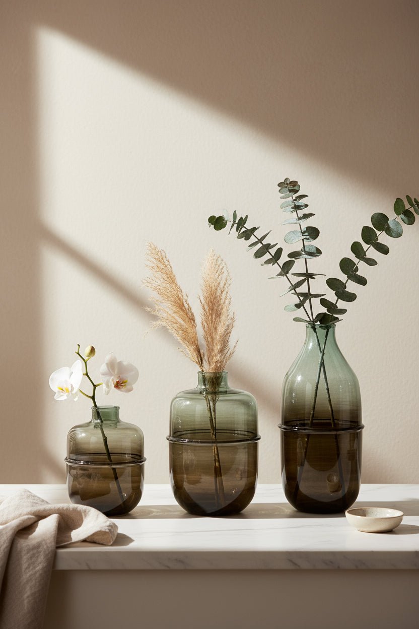 Hand-Blown Smoky Glass Vase - Modern Bud Vase