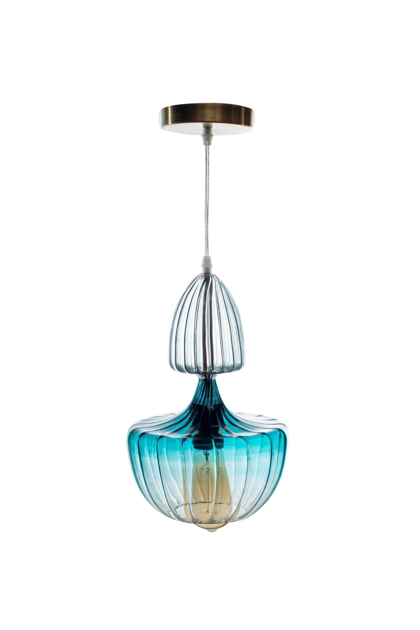 Hand-Blown Turquoise Glass Pendant Light – Unique Modern Ceiling Fixture for Elegant Home Lighting | Les Trois Pyramides